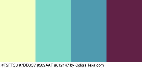 #F5FFC3 #7DD8C7 #509AAF #612147 Colors Logo