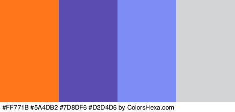 #FF771B #5A4DB2 #7D8DF6 #D2D4D6 Colors Logo