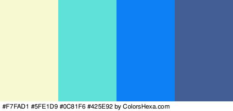 #F7FAD1 #5FE1D9 #0C81F6 #425E92 Colors Logo