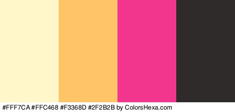 #FFF7CA #FFC468 #F3368D #2F2B2B Colors Logo
