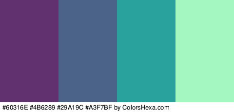 #60316E #4B6289 #29A19C #A3F7BF Colors Logo