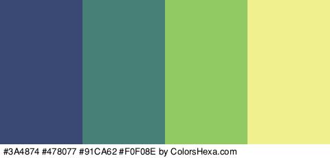 #3A4874 #478077 #91CA62 #F0F08E Colors Logo