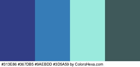 #313E86 #367DB5 #9AEBDD #3D5A59 Colors Logo