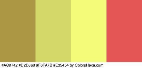 #AC9742 #D2D868 #F6FA7B #E35454 Colors Logo