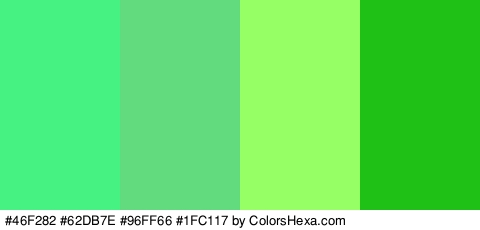 #46F282 #62DB7E #96FF66 #1FC117 Colors Logo