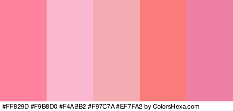 #FF829D #F9B8D0 #F4ABB2 #F97C7A #EF7FA2 Colors Logo