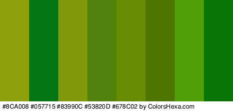 #8CA008 #057715 #83990C #53820D #678C02 #4E7500 #4FA008 #077505 Colors Logo
