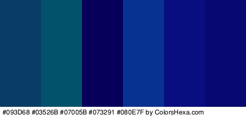 #093D68 #03526B #07005B #073291 #080E7F #070970 Colors Logo