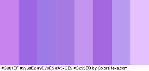#C981EF #9968E2 #9D79E5 #A57CE2 #C295ED #A567E0 #B99BEF #E5C2FC Colors Logo