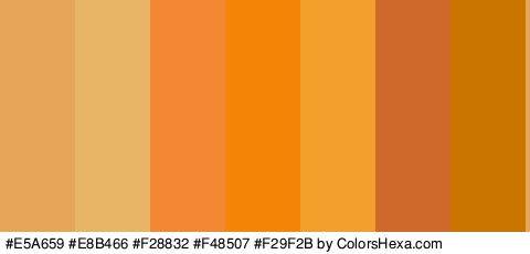 #E5A659 #E8B466 #F28832 #F48507 #F29F2B #CE692B #C97500 Colors Logo