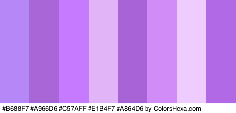 #B688F7 #A966D6 #C57AFF #E1B4F7 #A864D6 #D28CF7 #EFCCFF #B169E5 Colors Logo