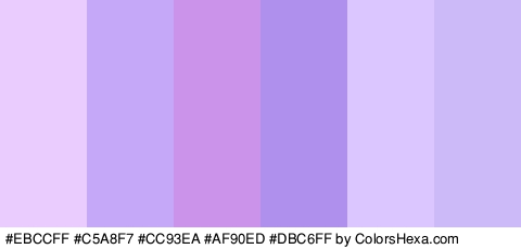 #EBCCFF #C5A8F7 #CC93EA #AF90ED #DBC6FF #CCB9F7 Colors Logo