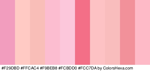 #F29DBD #FFCAC4 #F9BEB8 #FCBDD0 #FCC7DA #F26F87 #FCC2C4 #F9BDBE #F29199 #FFBAC7 Colors Logo