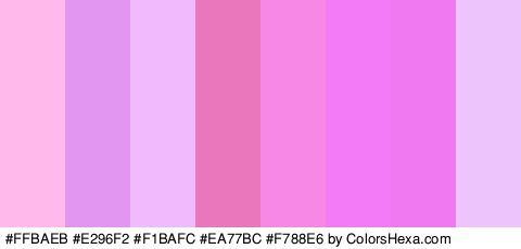#FFBAEB #E296F2 #F1BAFC #EA77BC #F788E6 #F37BF7 #F079F2 #EEC4FC Colors Logo