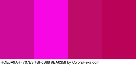 #CE0A9A #F707E3 #BF0B68 #BA0358 Colors Logo
