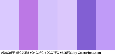 #D9C9FF #BC79E5 #D4C2FC #DCC7FC #825FD3 #C09BF7 Colors Logo