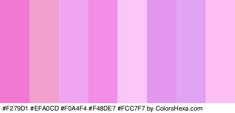 #F279D1 #EFA0CD #F0A4F4 #F48DE7 #FCC7F7 #E397EF #E1A4F4 #FFBFF2 Colors Logo