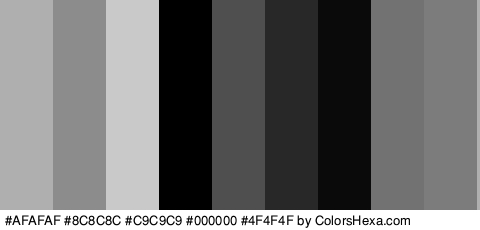 #AFAFAF #8C8C8C #C9C9C9 #000000 #4F4F4F #282828 #0A0A0A #727272 #7C7C7C Colors Logo