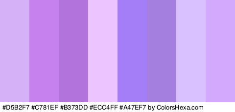 #D5B2F7 #C781EF #B373DD #ECC4FF #A47EF7 #A47FE0 #D9C1FF #D2A9FC Colors Logo