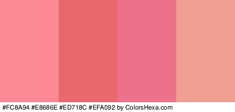 #FC8A94 #E8686E #ED718C #EFA092 Colors Logo