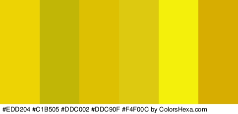 #EDD204 #C1B505 #DDC002 #DDC90F #F4F00C #D8AD02 Colors Logo