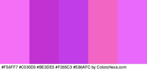 #F56FF7 #C030D3 #BE3DE5 #F265C3 #E86AFC Colors Logo