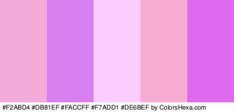 #F2ABD4 #DB81EF #FACCFF #F7ADD1 #DE6BEF Colors Logo
