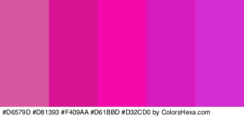#D6579D #D81393 #F409AA #D61BBD #D32CD0 Colors Logo