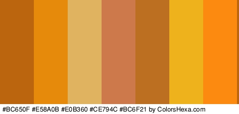 #BC650F #E58A0B #E0B360 #CE794C #BC6F21 #EDB21C #FC8A11 Colors Logo