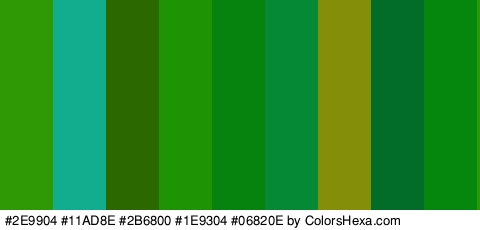 #2E9904 #11AD8E #2B6800 #1E9304 #06820E #068934 #858E08 #026D29 #05870E Colors Logo