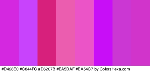 #D428E0 #C844FC #D6207B #EA5DAF #EA54C7 #C80EF7 #CB37D3 #D134CB Colors Logo