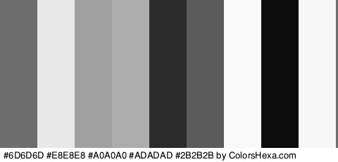 #6D6D6D #E8E8E8 #A0A0A0 #ADADAD #2B2B2B #5B5B5B #F9F9F9 #0C0C0C #F7F7F7 Colors Logo