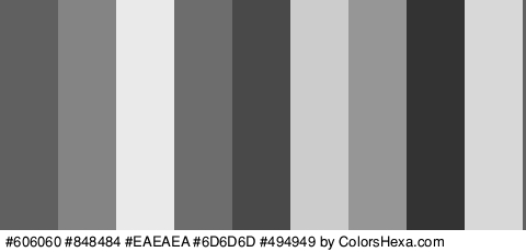 #606060 #848484 #EAEAEA #6D6D6D #494949 #CCCCCC #969696 #333333 #D8D8D8 Colors Logo