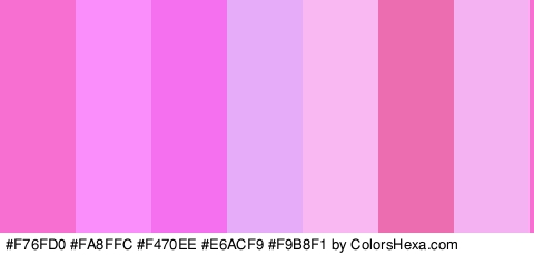 #F76FD0 #FA8FFC #F470EE #E6ACF9 #F9B8F1 #ED6DB1 #F4B2F2 Colors Logo
