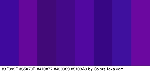 #3F099E #65079B #410877 #430989 #5108A0 #360684 #3F0F9E #6B08A0 Colors Logo