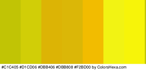 #C1C405 #D1CD06 #DBB406 #DBB808 #F2BD00 #F2F213 #F7F309 Colors Logo