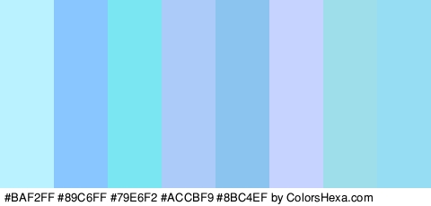 #BAF2FF #89C6FF #79E6F2 #ACCBF9 #8BC4EF #C6D2FF #9DDEEA #96DCF2 Colors Logo