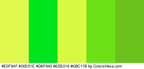 #E0F94F #00E51E #D8F943 #6DE016 #6BC11B Colors Logo