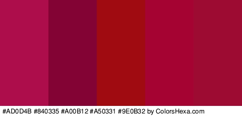 #AD0D4B #840335 #A00B12 #A50331 #9E0B32 Colors Logo