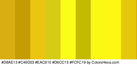 #D8AE13 #C49D03 #EAC610 #D6CC15 #FCFC19 #C4BA01 #F9F913 #FCF814 #E5C80B Colors Logo