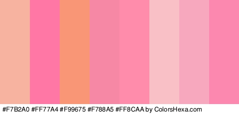 #F7B2A0 #FF77A4 #F99675 #F788A5 #FF8CAA #F9C0C5 #F7A8BE #FC88B0 Colors Logo