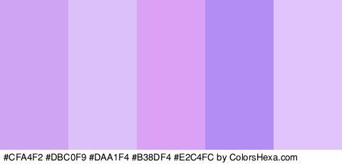 #CFA4F2 #DBC0F9 #DAA1F4 #B38DF4 #E2C4FC Colors Logo