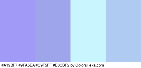 #A19BF7 #9FA5EA #C9F5FF #B0CBF2 Colors Logo