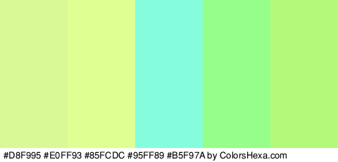 #D8F995 #E0FF93 #85FCDC #95FF89 #B5F97A Colors Logo
