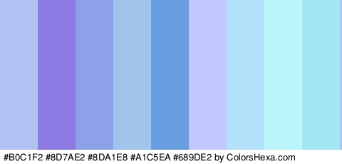 #B0C1F2 #8D7AE2 #8DA1E8 #A1C5EA #689DE2 #C1C8FF #B3E1FC #BBF4F9 #A2E8F2 Colors Logo