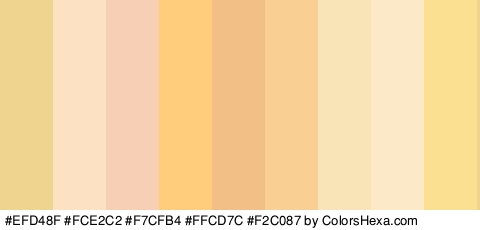 #EFD48F #FCE2C2 #F7CFB4 #FFCD7C #F2C087 #F9CF93 #F9E4B8 #FCE9C7 #FCE092 Colors Logo
