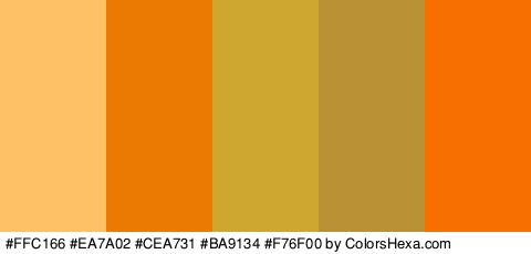 #FFC166 #EA7A02 #CEA731 #BA9134 #F76F00 Colors Logo