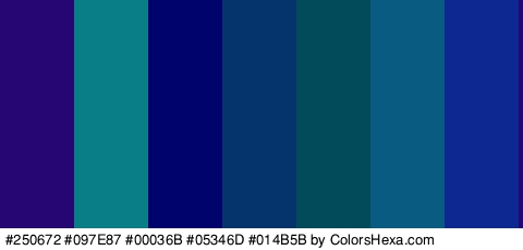#250672 #097E87 #00036B #05346D #014B5B #095B82 #0E2891 Colors Logo