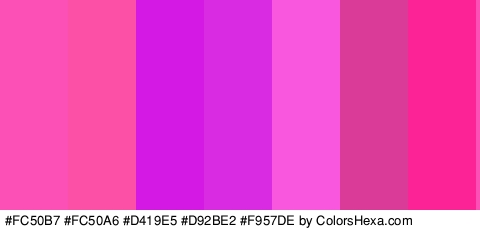 #FC50B7 #FC50A6 #D419E5 #D92BE2 #F957DE #DB3B98 #FC2397 Colors Logo