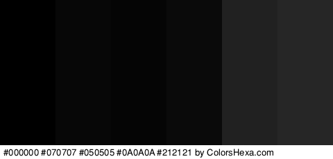 #000000 #070707 #050505 #0A0A0A #212121 #262626 Colors Logo